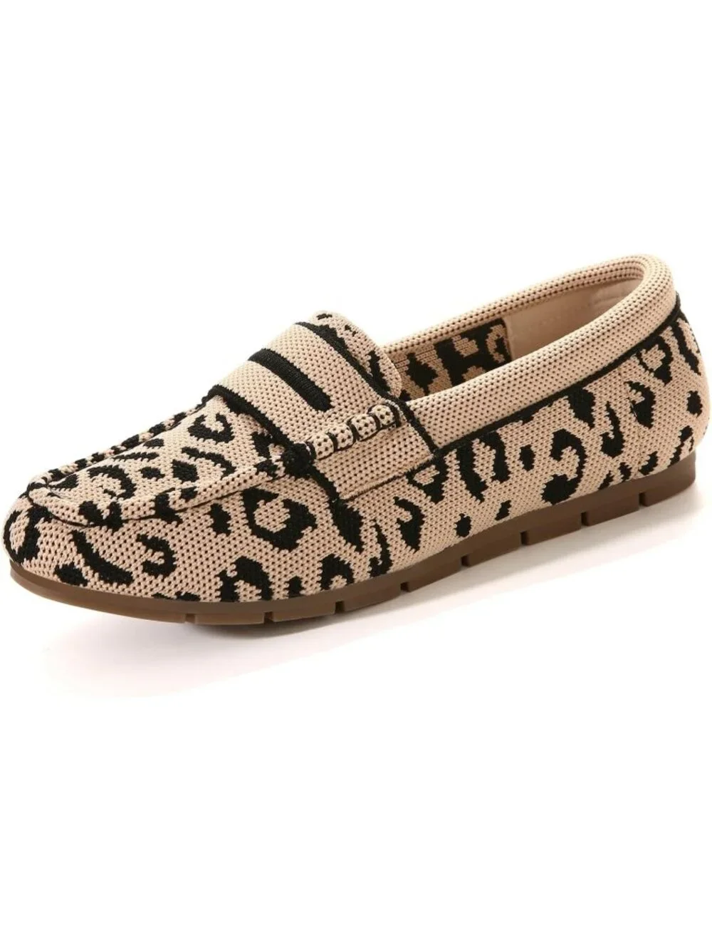 Women's Leopard Mesh Comfortable Slip on Dressy Casual Walking Loafer Flat Shoes